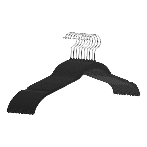Unique Bargains Velvet Non-Slip Durable Space Saving Clothes Hangers 10 Packs Black