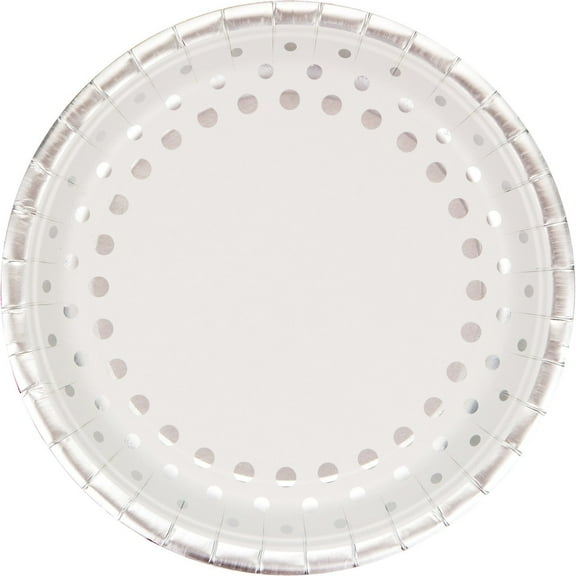 Sparkle and Shine Silver Round Foil Paper Plates 8 Count for 8 Guests