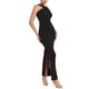 thumbnail image 4 of Vestido largo de cóctel sin mangas con cuello halter para mujer Hobemty, con abertura en el dobladillo, color negro, 4 of 5