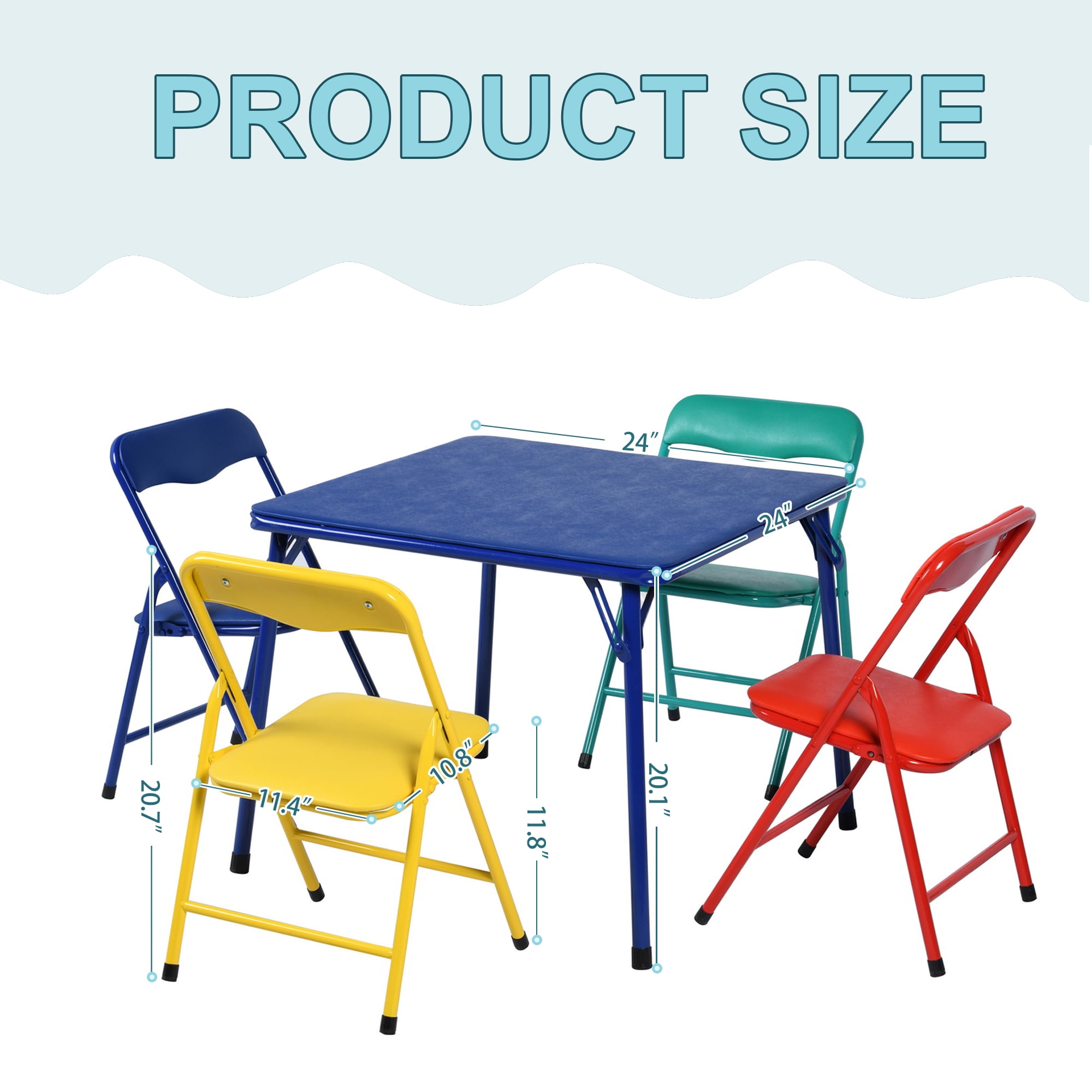 Homy Casa Kids Game Card Table and Chair Set, 5-Piece Toddler Furniture for Playroom & Preschool