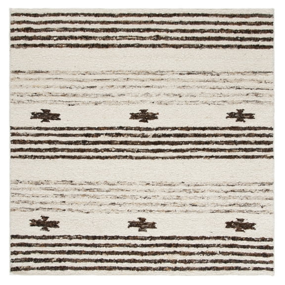 SAFAVIEH Natura Kyle Striped Area Rug, Black/Ivory, 4' x 4' Square