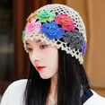 thumbnail image 3 of Hsqqdc 1 Piece Vintage Flower Crochet Hollow Beanie for Women, Lightweight Breathable Knit Hat for Summer Wear, 3 of 7