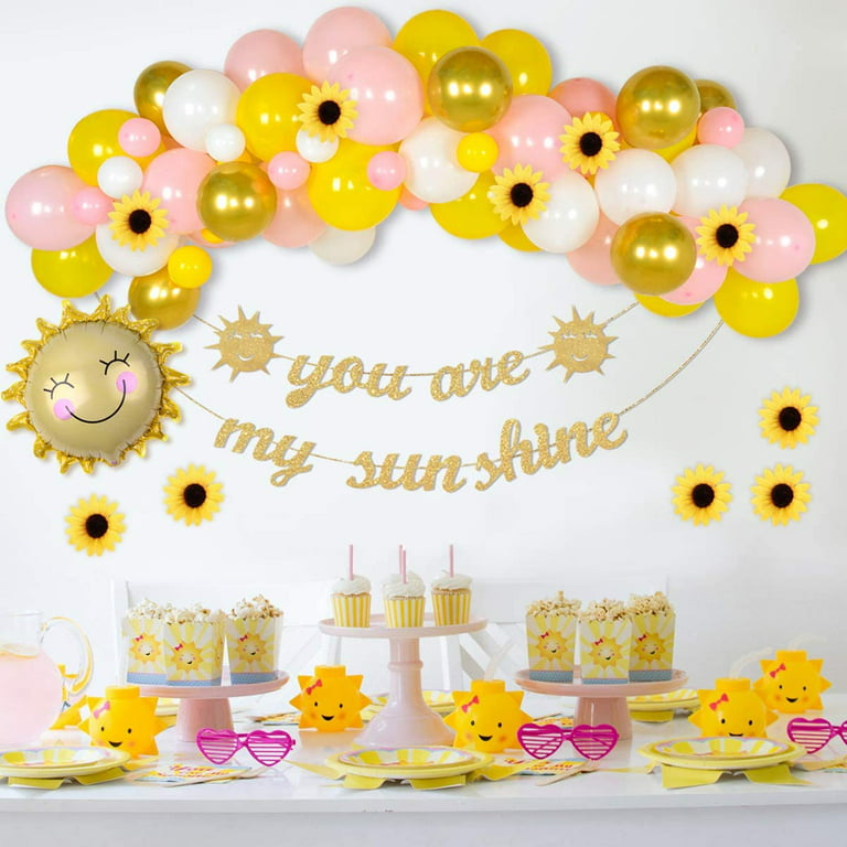 Sunflower Party Decorations Balloon Garland Arch Kit Pink Yellow ...