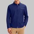 thumbnail image 4 of Button Down Shirts for Men Long Sleeve Business Casual Tops Chest Pocket Regular Fit Office Dress Blouse (2XL, Dark Blue), 4 of 7