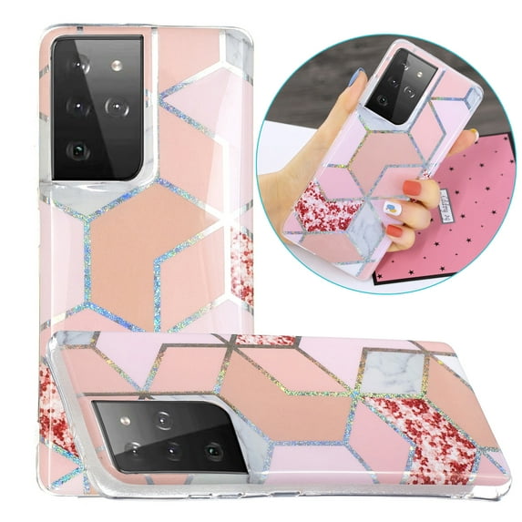 Samsung S22 Ultra Case, Mantto Slim Fit Hybrid Shockproof Soft TPU Silicone Rubber Bumper Patterned Painted Print Wireless Charging Protective Back Phone Cover Samsung Galaxy S22 Ultra, Diamond