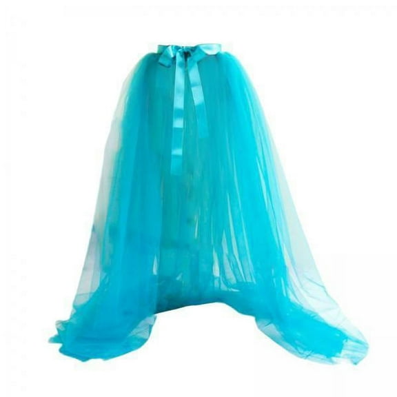 fenteer 2xWomen Mesh Tulle Tutu Skirt Solid Color for Themed Party Banquet Blue