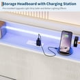 thumbnail image 2 of Gaderth Twin DayBed with Charging Station and LED Lights, Corduroy Upholstered Storage Headboard, Metal Twin Daybed with Trundle&Pop Up Trundle Bed for Living Room, Bedroom and Guest Room, 2 of 6
