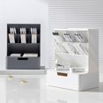 thumbnail image 4 of Desktop Pen Organizer with Drawer Stacking Cosmetic Storage Holder Makeup Organizer for Bedroom Office Desk Pen Holder White, 4 of 4