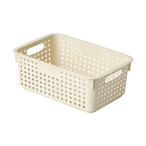 Storage Baskets with Handle, Heavy Duty Plastic Laundry Storage Bins, Compact Stackable Pantry Organizers, Multi Purpose Storage Containers for Bathroom and Kitchen,12.2*8.26*4.73",Yellow