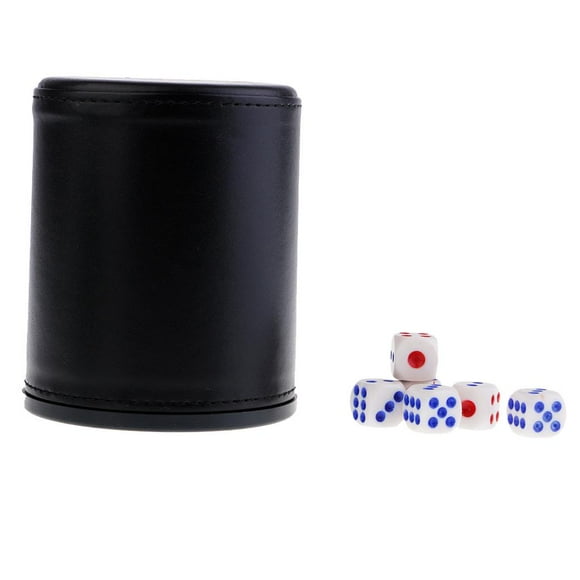 lionlar Black Hand Shaking Leather Dice Cup with D6 Dice Set for Entertainment Game