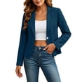 thumbnail image 2 of Womens Casual Blazers Open Front Women's Short Blazer Long Sleeved Lapel Business Casual Blazer Navy Xxl, 2 of 9