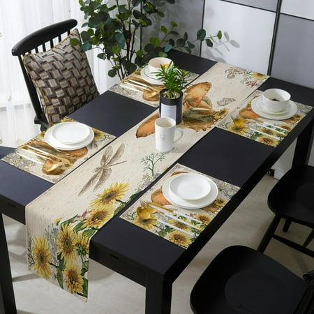 

Old Newspaper Elephant Lion Tiger Bear Eagle Giraffe Table Runner Set Home Table Decoration Table Runners for Dining Table