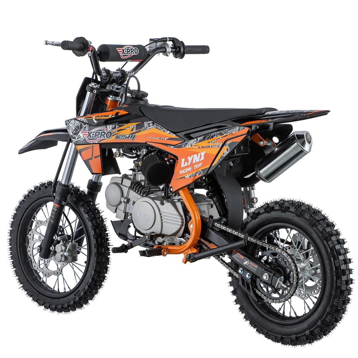 X-Pro Brand New 125cc Gas Pit Dirt Bike with 4-Speed Manual Transmission, Kick Start, 14"/12" Tires!