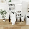 thumbnail image 5 of PAPROOS Over the Toilet Storage Cabinet, Bathroom Space Saver Organizer above Toilet with Adjustable Shelf and Side Storage Rack, White+Black, 5 of 7