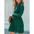 thumbnail image 3 of CUPSHE Women's Floral V Neck Mini Dress Lace Peasant Long Sleeve Elastic Waist Tie Ruffle Casual Wedding Dresses, 3 of 6