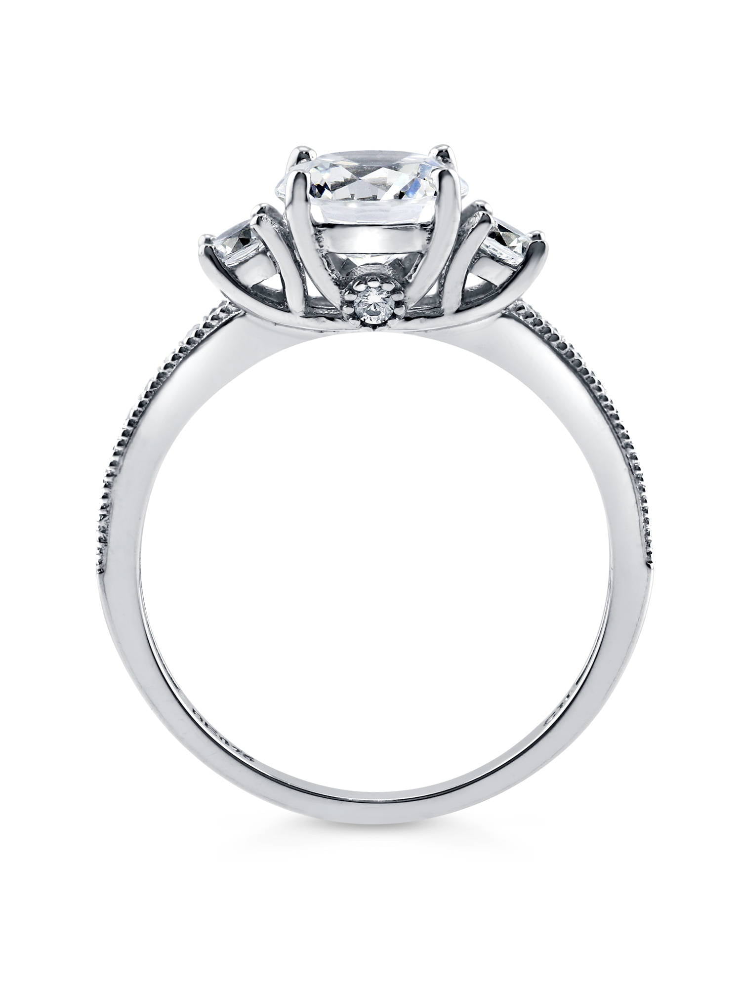 BERRICLE Sterling Silver 3-Stone Wedding Engagement Rings 1.25 Carat Round Cut Cubic Zirconia CZ Promise Ring for Women, Rhodium Plated Size 5