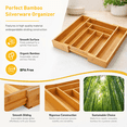 thumbnail image 3 of CHITOOMA Wood Bamboo Kitchen Drawer Organizer,Expandable Silverware Holder,Adjustable Kitchen Utensil Tray,for Forks, Spoons and Knives,8 Slots,Large, 3 of 12