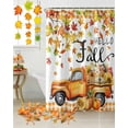 thumbnail image 3 of Hello Fall Shower Curtain Set ，Waterproof Fabric Shower Curtains Harvest Truck Autumn Maple Leaf Pumpkin Yellow Plaid Shower Curtains for Bathroom,Bathroom Decor 66"x72", 3 of 7
