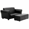thumbnail image 6 of Kadyn Kids Couch Sofa,Toddler Couch, Kids Reading Baby Chair,Black/White Kids Double Sofa with Ottoman-Black, 6 of 9