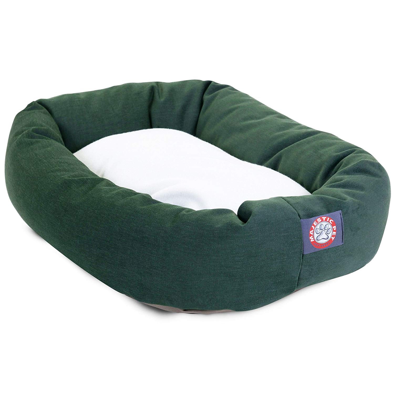 Majestic Pet Sherpa Poly/Cotton Bagel Pet Bed for Dogs, Calming Dog Bed Washable, Extra Large, Green