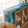 thumbnail image 6 of Turquoise Gold 70 Inch Table Runner, Modern Teal Blue Marble Textured Farmhouse Dresser Scarf Cotton & Linen Tablerunner for Dining/Kitchen Island/Holiday Party Décor 13" x 70", 6 of 9
