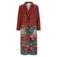 thumbnail image 2 of Tiqkatyck Womens Winter Coats Clearance Women's Winter Coat Long Overcoat Floral Print Trench Coat Thermal Warm Heated Coat Double Breasted Lapel Windproof Oversized Street Jacket for Women Red, 2 of 7