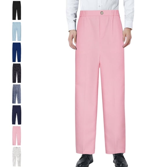 UJNDER Boys Flat Front Dress Adjustable Waist Front Pockets Straight Leg Fit for Performances and School Pants Boys Dress Pants,Pink,2-3 Years