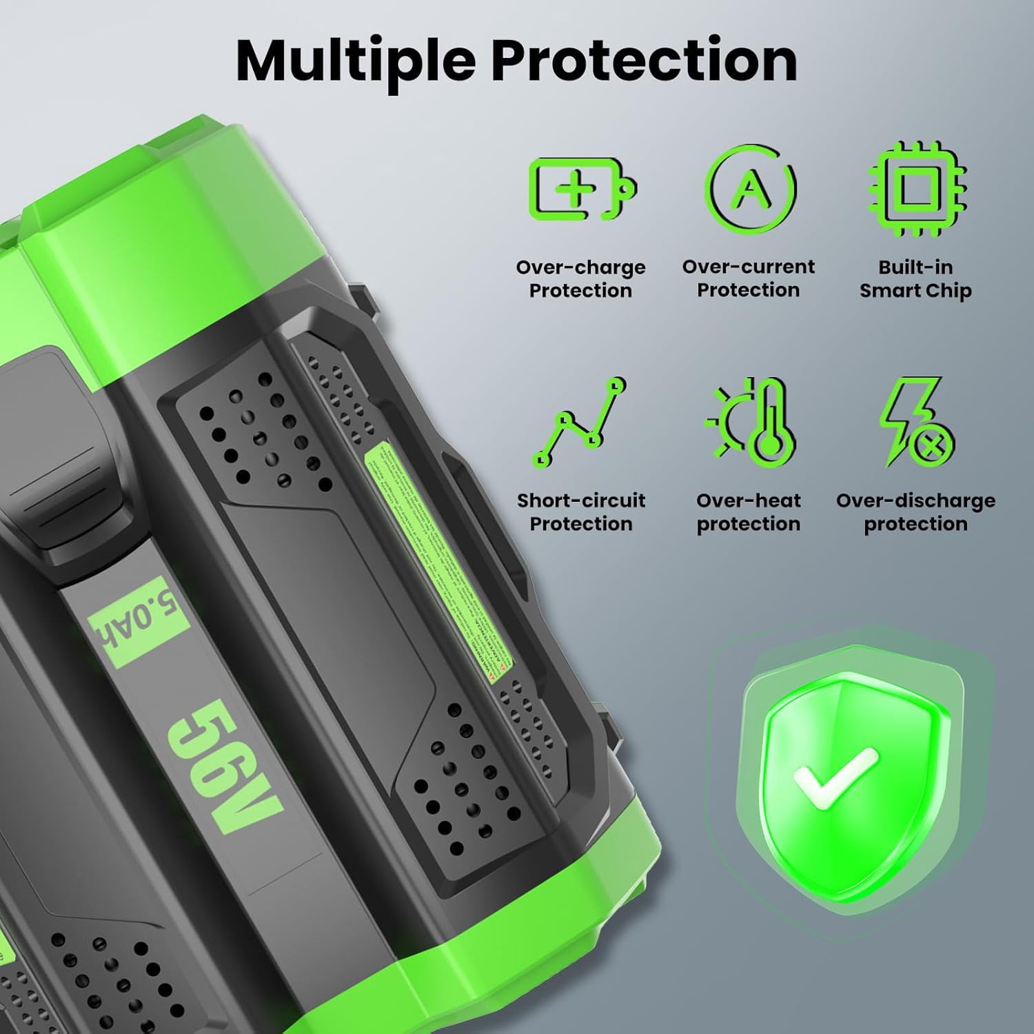 4Pack 5000mAh 56V Replacement Battery for EGO 56V Battery Lithium ion Compatible with EGO Battery 56Volt Cordless Tools