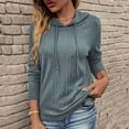 thumbnail image 4 of Women's Casual Long Sleeve Cable Knit Hoodies Sweatshirts Drawstring Pullover Tunic Tops Fall Womens Clothes, 4 of 7