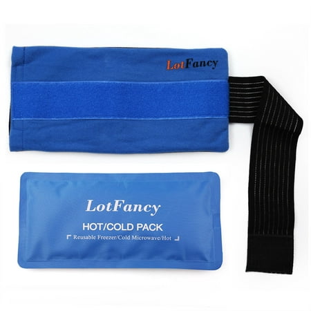 Reusable Gel Ice Pack and Wrap with Elastic Strap for Hot Cold Therapy by LotFancy, Ideal for Injuries First Aid Knee Head Neck Ankle Wrist Elbow Foot Calves Hip, FDA (Best Ankle Ice Wrap)