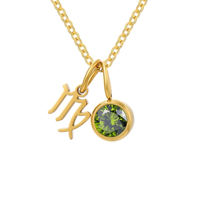 Collier Rune Tridimensionnel des Douze Constellations, Luxe Léger, Couleur, Collier Pierre de Naissance en Strass, Collier en Acier Inoxydable