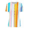 thumbnail image 4 of USSUMA Summer Tops for Women Trendy V Neck Short Sleeve Dressy Shirts Blouses Cute Basic Button Up Women's Tops Summer 2022 Striped Color Block Casual Tshirts Tunic Plus, 4 of 4