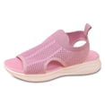 thumbnail image 2 of EliteGoogv Womens Mesh Sandals Open Toe Slip On Flat Summer Beach Shoes Sandals For Women Comfortable Walking Shoes Womens Sandals Light Pink US :7.5, 2 of 7