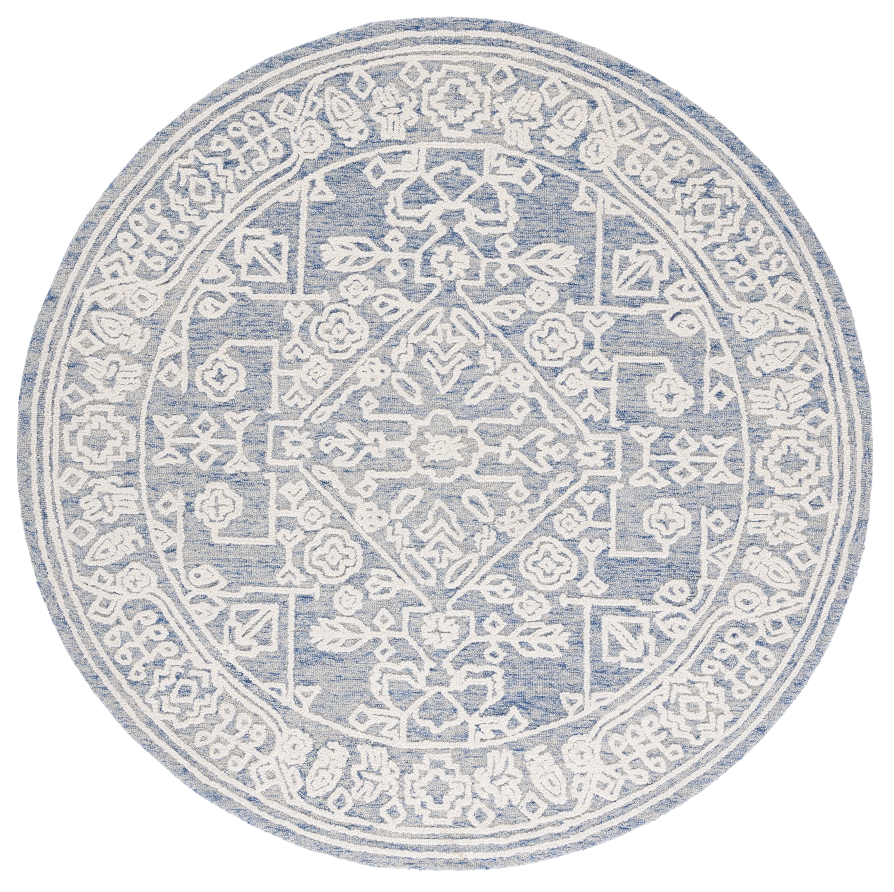 Safavieh Metro Heather Medallion Area Rug, Blue/Ivory, 6' x 6' Round