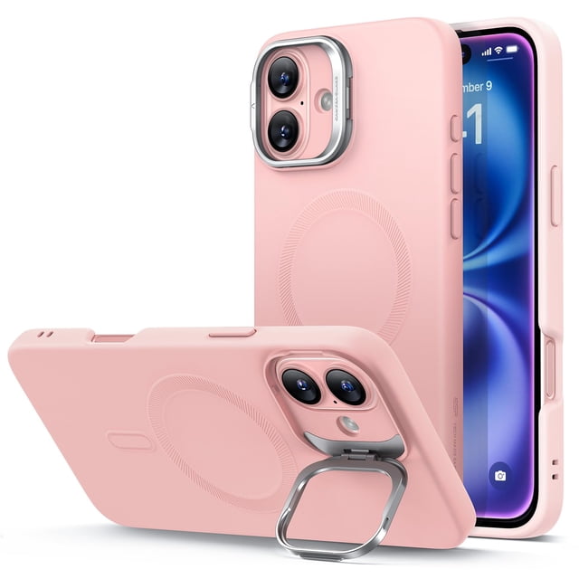 Funda de silicona ESR con soporte para iPhone 16 Plus, color rosa
