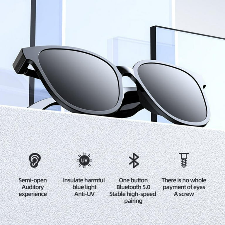 Slopehill Bone Conduction Glasses Open Ear Headphones Bluetooth Photochromic Sunglasses Anti Blue RAY Waterproof Audio Glasses Hand Free Calling