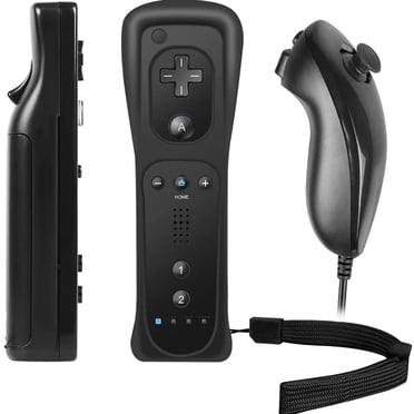 1 Pcs Wii Remote with Built-in Motion Plus and Nunchuk, Compatible with Nintendo Wii, Wii U (Black)