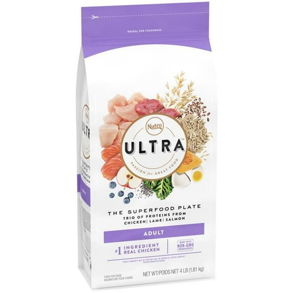 4 lb Ultra High Protein Adult Dry Dog Food Chicken, Lamb & Salmon