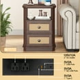 thumbnail image 5 of FAGAGA End Table with Charging Station for Living Room,Wooden Nightstand with 2 Drawers for Bedroom, Cherry, 5 of 8