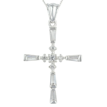 Brilliance Fine Jewelry Simulated Diamond Sterling Silver Cross Pendant