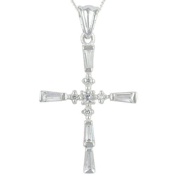 Brilliance Fine Jewelry Simulated Diamond Sterling Silver Cross Pendant