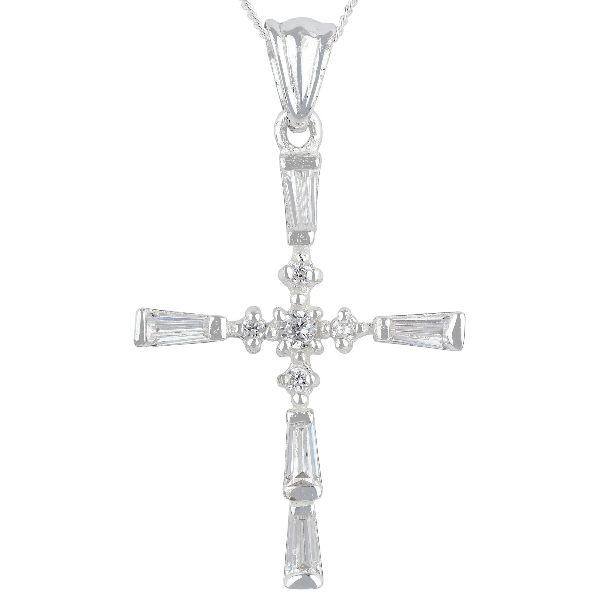 Brilliance Fine Jewelry Simulated Diamond Sterling Silver Cross Pendant