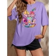thumbnail image 2 of ALLTB Easter Bunny Shirt Women Oversized Happy Easter Day Tee Cute Bunny Rabbit Tshirt Floral Flower Casual Short Sleeve Tops, 2 of 6