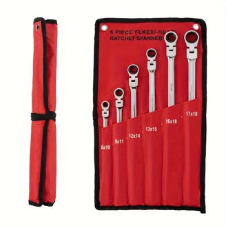 LOSCHEN 20-Piece SAE & Metric Ratcheting Flex-Head Wrench Set – 72-Tooth, CR-V Steel, 8-19mm & 5/16"-3/4"