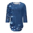thumbnail image 4 of HAPIMO Women' Plus Size Summer Tops for Women Round Neck Tees Flowy Casual Loose Flower Print Tops Fashion Clothes Elegant Pleated Blouses Dressy Tunic Multicolor XL, 4 of 9