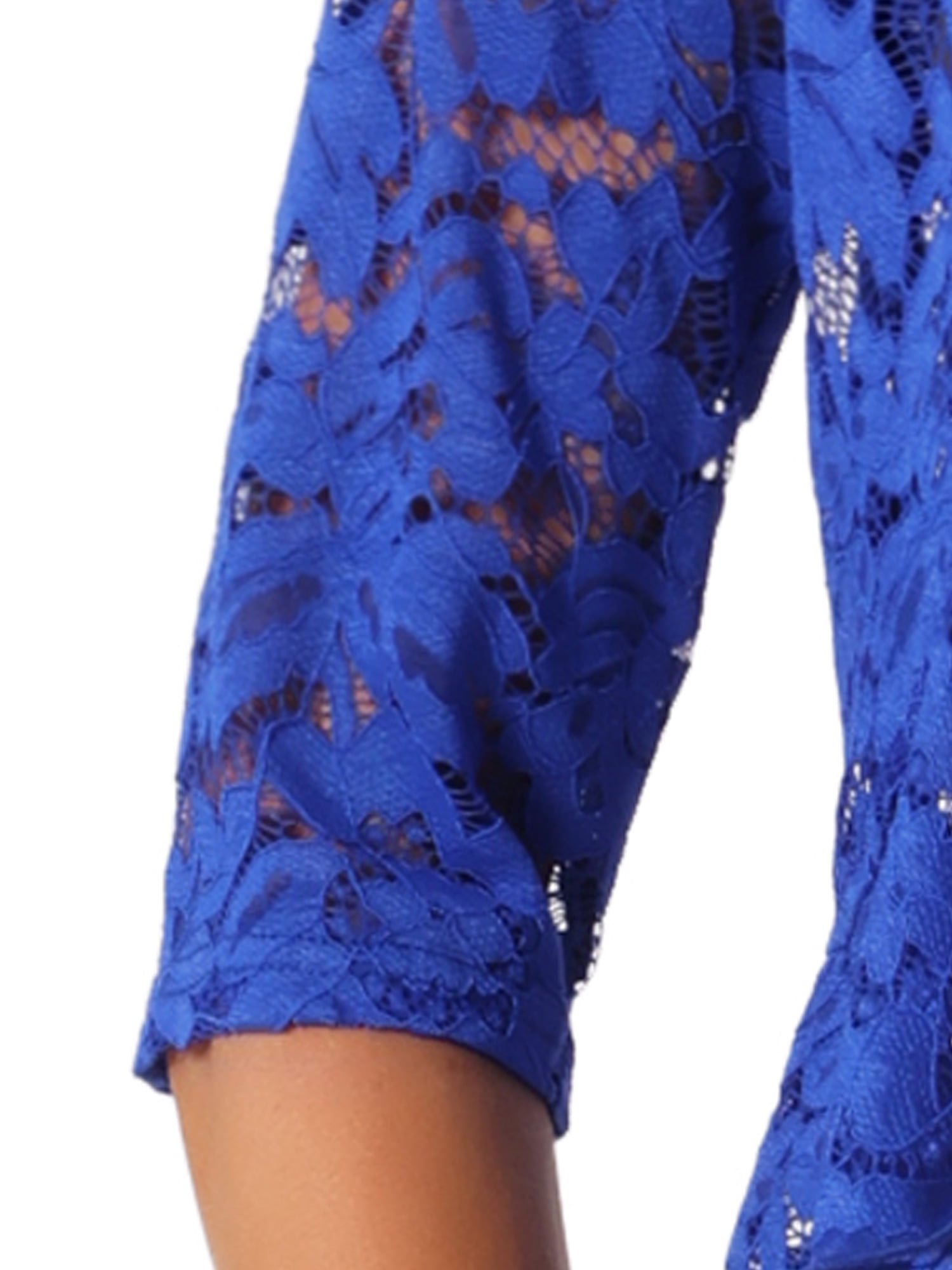 DARING DIVA Women's Lace Shrug Ruffle Cardigan Open Front Half Sleeve Bolero M Royal Blue