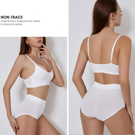 

Women Seamless Tanks Tops Bra Set Female Underwear Suit Wireless Crop Top Bra+Panty Sets Soft Bralette Underwear