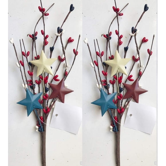 Selecciones Patrióticas De Pip Con Estrellas | 2 Piezas | 11,5 Pulgadas | Decoración Americana