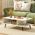 thumbnail image 4 of Topbuy 2-tier Coffee Table w/ Storage Home Mid Century Modern Center Table Heavy-duty Metal Frame Tea Table White, 4 of 9