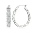 thumbnail image 2 of Forever Facets Silvertone Diamond Accent Chunky Link Hoop Earrings in Rhodium over Bronze, Adult Female, 2 of 6
